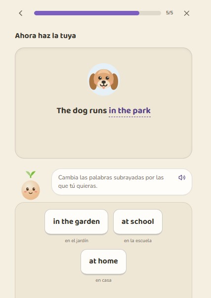 Creando su propia oración al cambiar una palabra